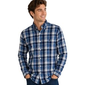 Polo Ralph Lauren Button Down Flannel Shirt Classic Fit Performance Blue Plaid